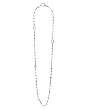 Lagos Signature Caviar Beaded Station Necklace - White