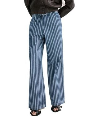 Mango Drawstring Straight Leg Pants - Blue