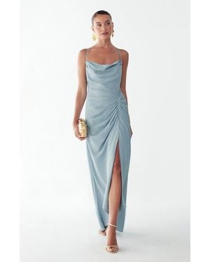BWLDR Eliza Draped Maxi Dress - Blue
