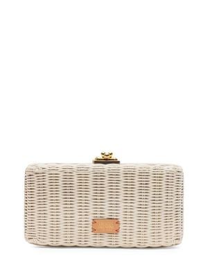 Frances Valentine Pepper Wicker Clutch - White