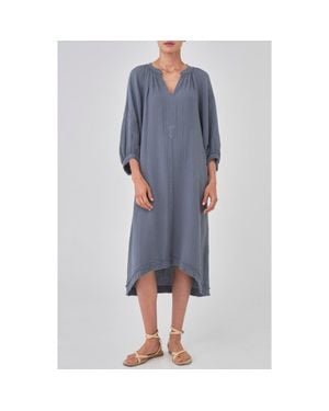 ocean + main Gauze Dress With Pockets - Blue