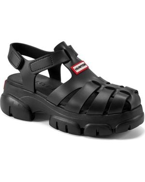 HUNTER Belah Lug Sole Fisherman Sandal - Black