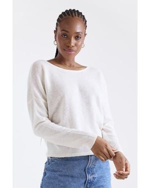 1982 Leyla Low Back 100% Cashmere Sweater - White
