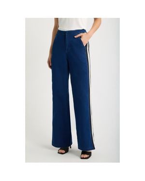 City Blues Athletic Stripe High Waist Relaxed Wide Leg Jeans - Blue