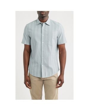 Nordstrom Cotton Blend Seersucker Button-Up Shirt - Blue
