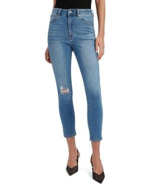 Bardot Khloe Ripped High Waist Crop Skinny Jeans - Blue