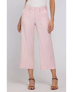 NYDJ Wide Leg Crop Linen Blend Pants - Pink