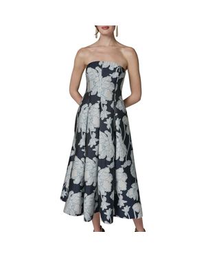 Donna Karan Floral Jacquard Strapless Dress - Multicolor