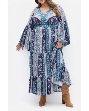 City Chic Heaven Long Sleeve Maxi Dress - Blue