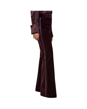 Reiss Elia Satin Stripe Velvet Flare Pants - Purple