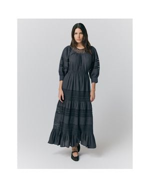 Ghost Leoni Lace Trim Cotton Midi Dress - Blue