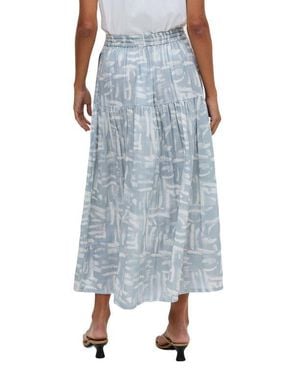Raffya Bonnie Shirred Waist Warhol Print Midi Skirt - Blue
