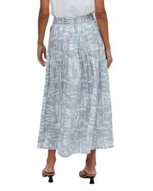 Raffya Bonnie Shirred Waist Warhol Print Midi Skirt - Blue