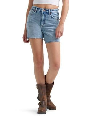 Wrangler Cowboy High Waist Denim Cutoff Shorts - Blue