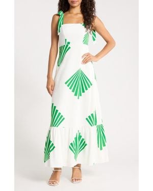 Sugarlips Nomi Floral Hendy Tie Strap Maxi Sundress - Green
