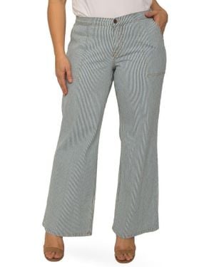 Standards & Practices Mona High Waist Stripe Wide Leg Jeans - Gray