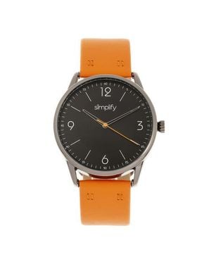 Simplify The 6300 Leather-Band Watch - Gray