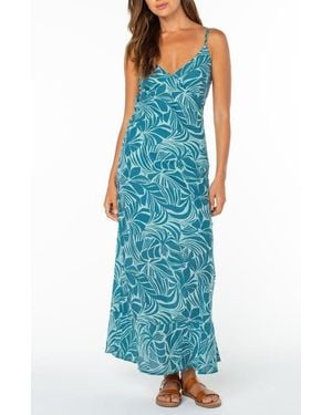 Roxy Paradise Floral Cotton Maxi Sundress - Blue