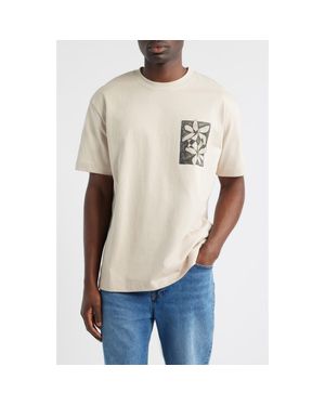 TOPMAN Oversize Floral Graphic Cotton T-Shirt - Natural