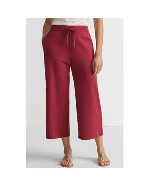 Lands' End Sport Knit Pull On Drawstring Wide Leg Crop Pants - Red