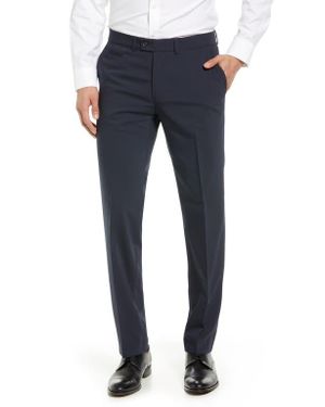 Brax Enrico Wool Blend Flat Front Pants - Blue