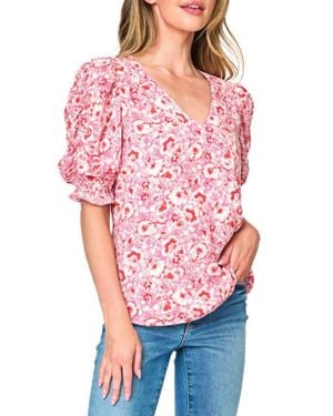 Gibsonlook Ruched Sleeve Top - Red