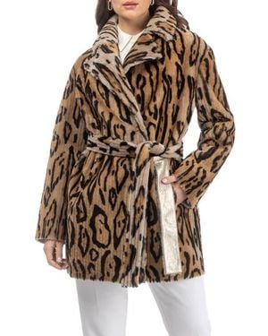 Gorski Reversible Select Grooved Genuine Shearling Coat, Belt - Brown