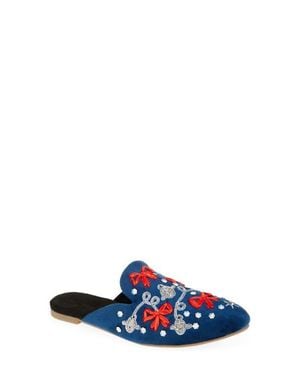 Fuchsia Holiday Belle Embroidered Mule - White