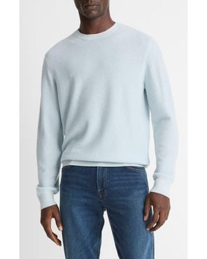 Vince Geometric Jacquard Wool & Cotton Blend Crewneck Sweater - Blue