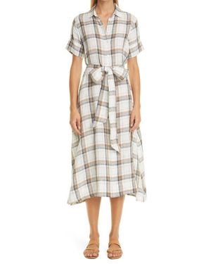 Lisa Marie Fernandez Plaid Linen Midi Shirtdress - Natural