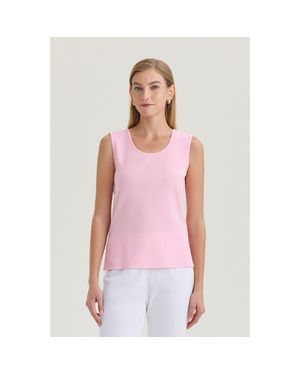 Ming Wang Mid Length Scoop Neck Knit Tank - Pink