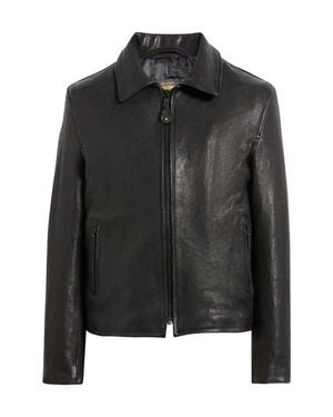 Schott Nyc Vegetable Tanned Lambskin Leather Mechanic Jacket - Black