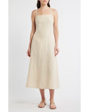 Marine Layer Luca Stripe Linen Blend Midi Dress - Natural
