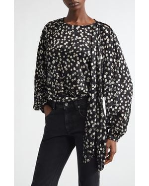 Isabel Marant Firma Floral Dévoré Georgette Top - Black