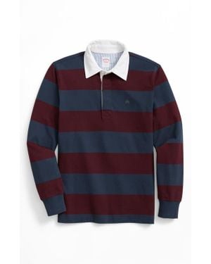 Brooks Brothers Stripe Long Sleeve Cotton Piqué Polo - Blue