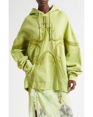 Collina Strada Star Tie Dye Cotton Fleece Hoodie - Green