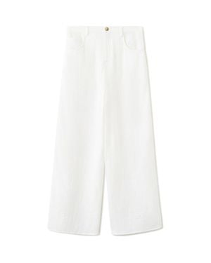 Mango Cotton Double Gauze Straight Leg Pants - White