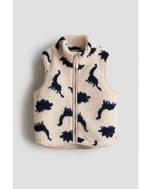 H&M Patterned Teddy Gilet - Natural