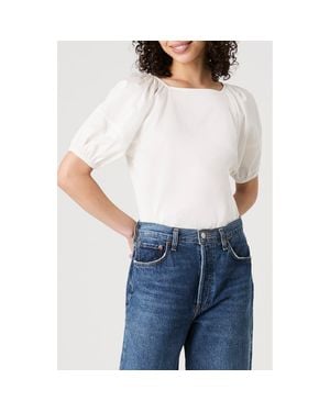 French Connection Alexis Puff Sleeve Cotton Top - White