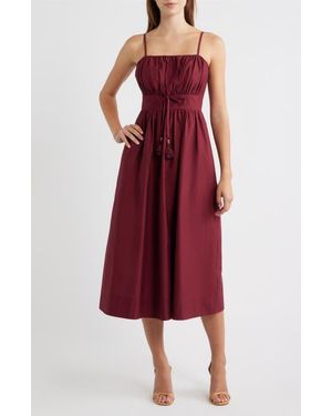 Eliza J Sleeveless Poplin Midi Dress - Red
