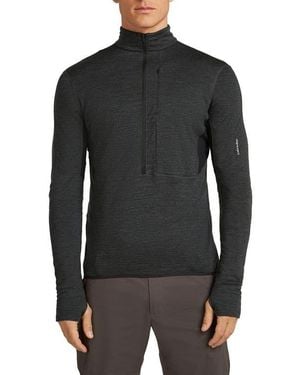 Icebreaker Tencel & Merino 200 Realfleece Descender Quarter Zip Pullover - Black