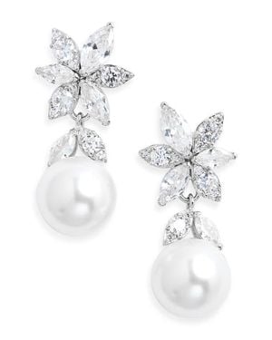 Nadri Under The Sea Cubic Zirconia & Faux Pearl Drop Earrings - White