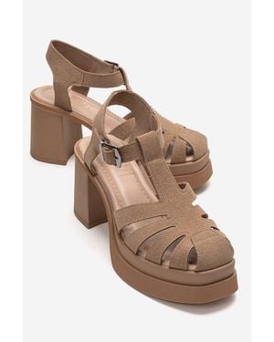 Prologue Shoes Rovena Platform Block Heel Sandal - Brown