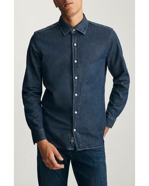 Mavi Stretch Denim Button-Up Shirt - Blue