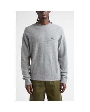 Givenchy Logo Embroidered Wool & Cashmere Crewneck Sweater - Gray