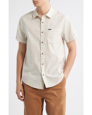 Brixton Charter Short Sleeve Stretch Cotton Blend Button-Up Shirt - White