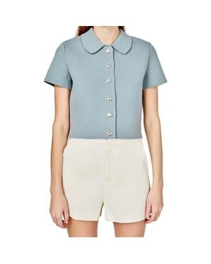Endless Rose Jewel Buttoned Top - Blue