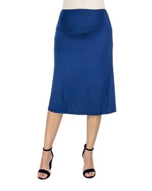 24seven Comfort Apparel Maternity A-Line Elastic Waist Knee Length Skirt - Blue