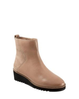 Trotters Wynona Platform Wedge Bootie - Brown