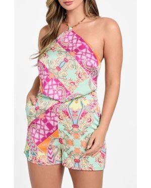 Marciano Grenada Scarf Print Halter Top - Red